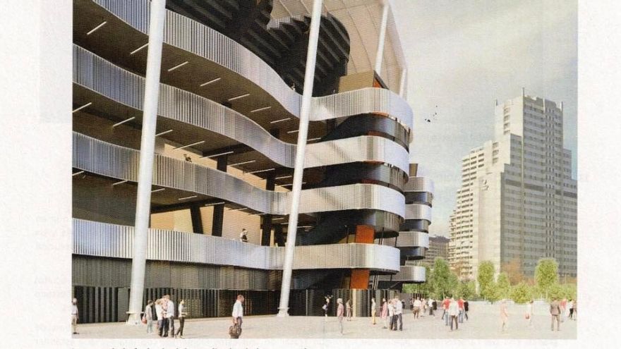Imagen virtual de la fachada principal del nuevo estadio del Valencia CF.