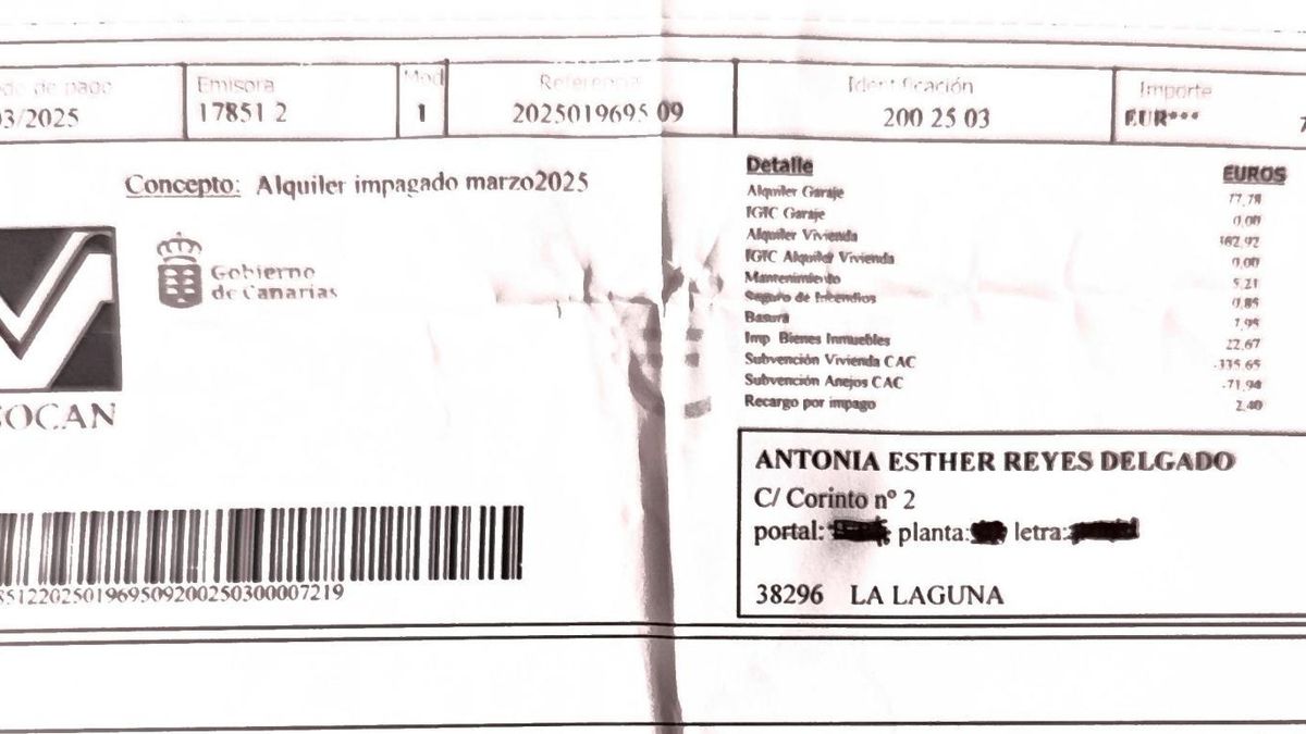 Recibo reciente de Visocan, donde puede apreciarse el cobro del IBI por poco más de 22 euros