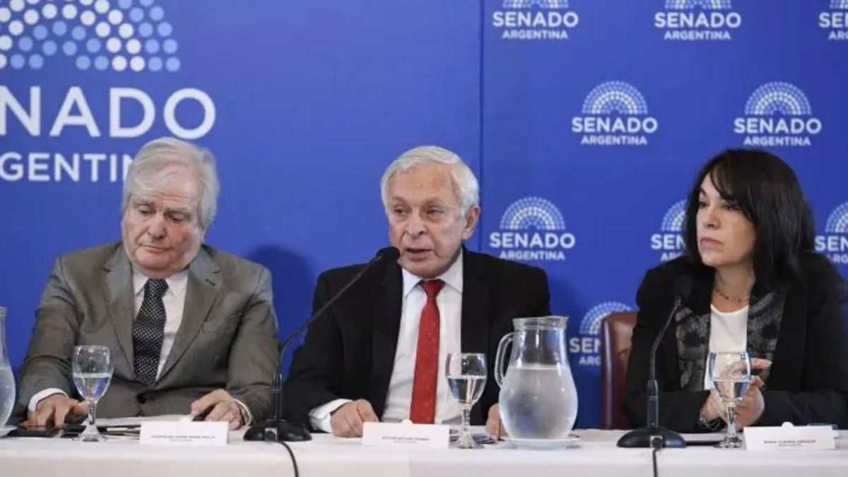 El juez Víctor Pesino, al defender su postulación en la Comisión de Acuerdos.