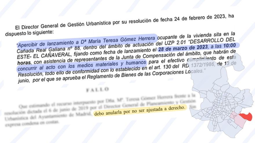 El Ayuntamiento detiene el desalojo de Teresa, la vecina de la Cañada que desafía a la operación urbanística de El Cañaveral