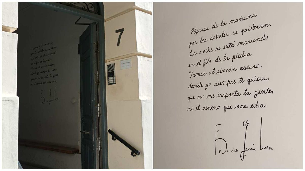Los versos de Federico García Lorca en el portal de Chamberí donde vivió