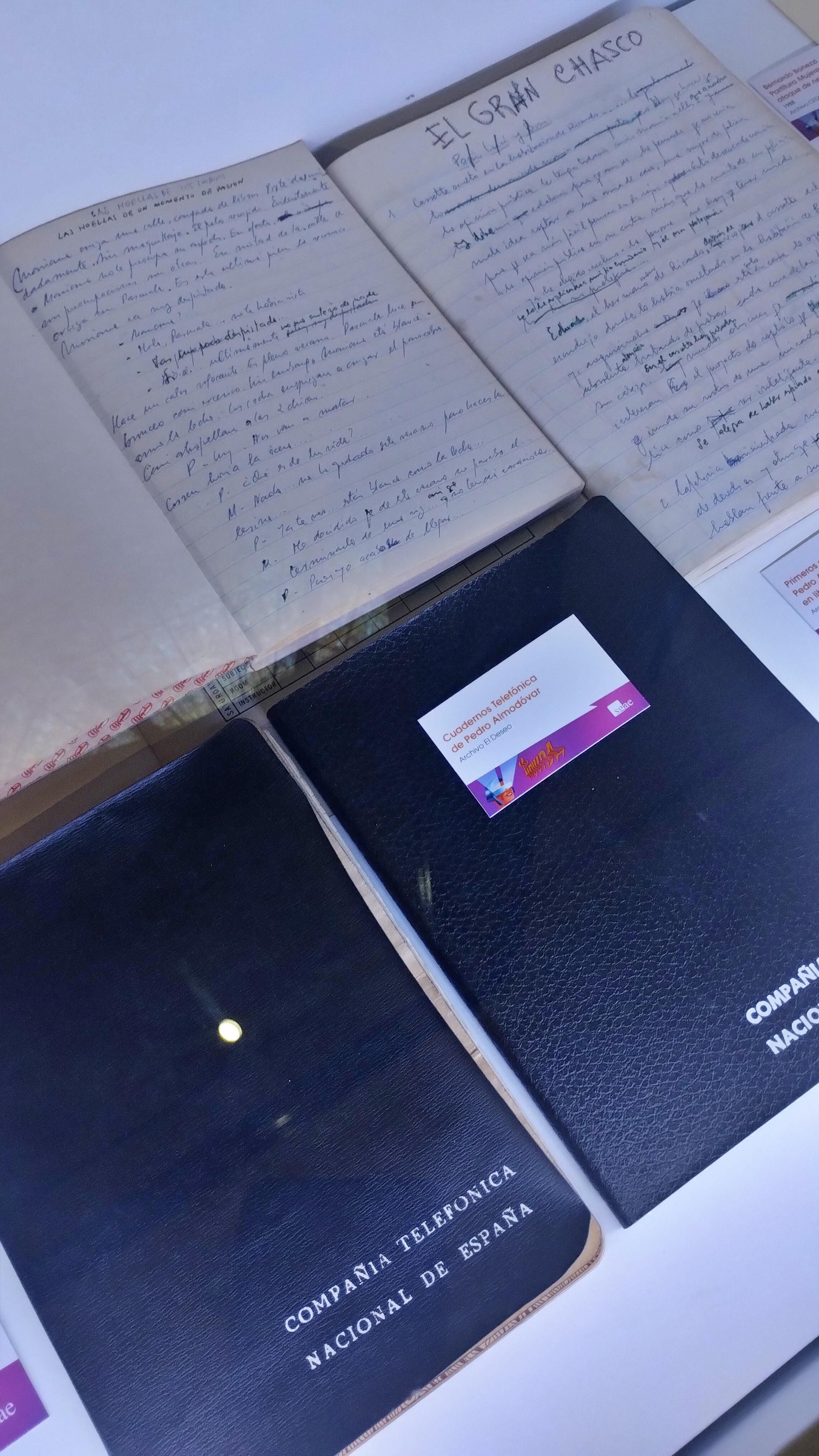 Cuadernos de Telefónica de Pedro Almodóvar donde escribió ideas para sus primeros trabajos cinematográficos