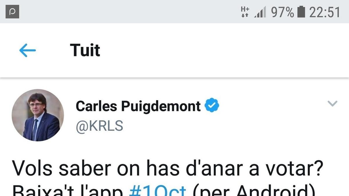 Puigdemont anuncia una 'app' para saber dónde votar