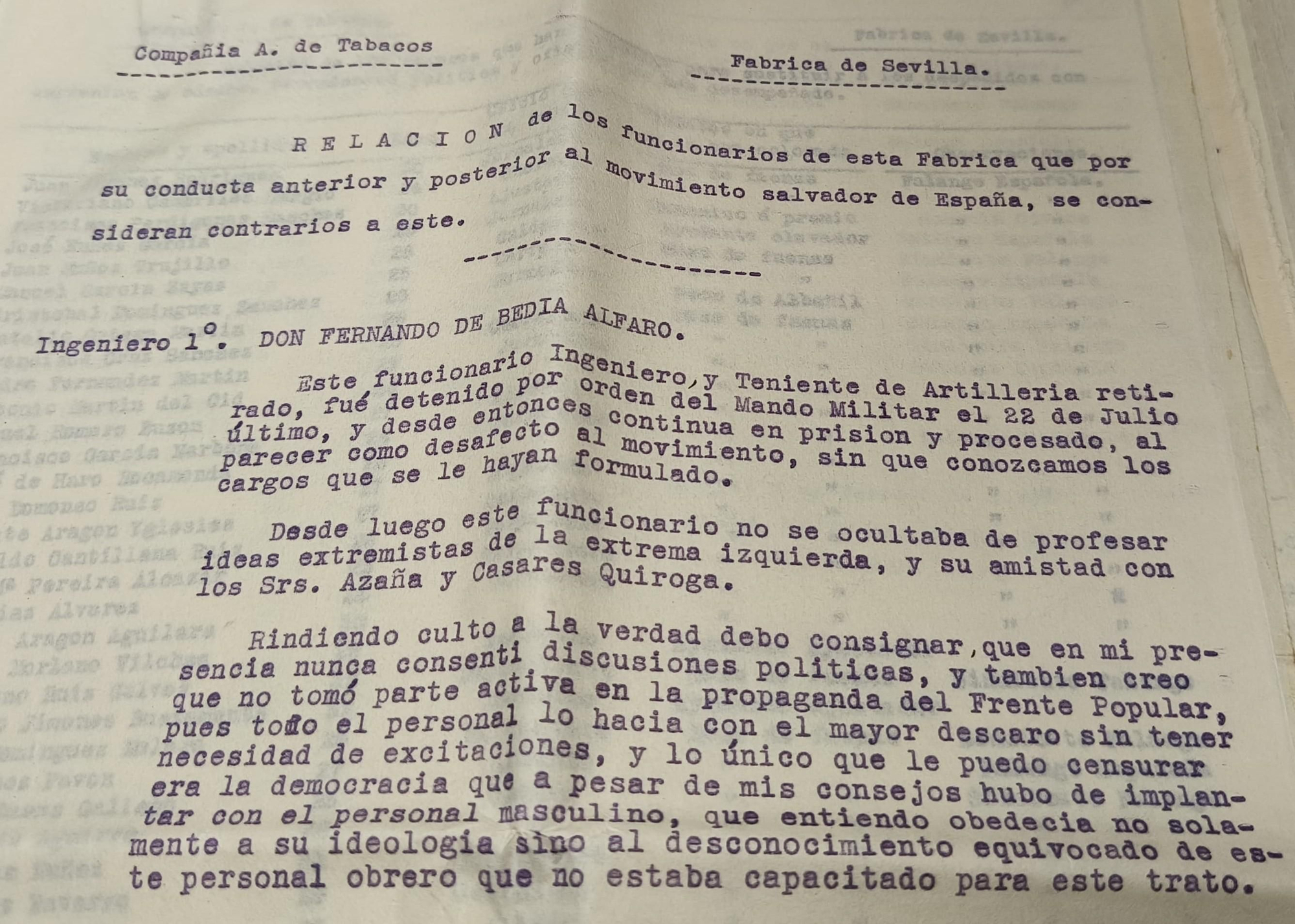 Detalle del informe de depuración de un ingeniero.