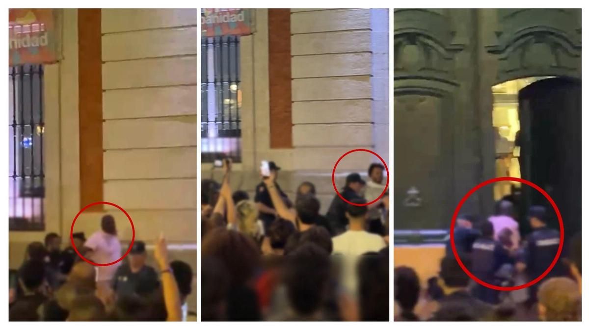 Dos manifestantes detenidos por saltarse el cordón policial en la acampada de Sol