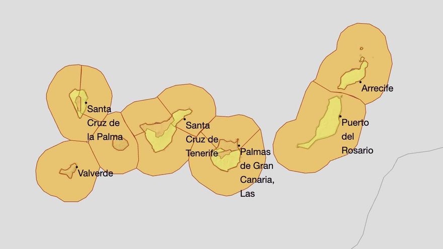Avisos naranjas y amarillos para Canarias este sábado.