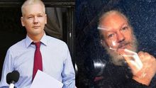 Fotografía de archivo (izq), con fecha del 19 de agosto de 2012, junto a una fotografía (dcha) de la detención de Julian Assange el 11 de abril de 2019.