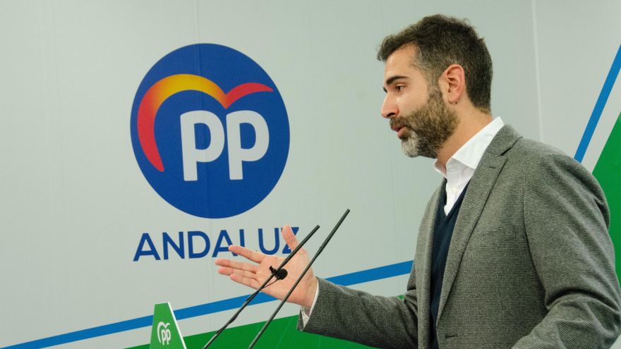 El portavoz del PP-A, Ramón Fernández-Pacheco, en rueda de prensa en la sede regional del partido (Foto de archivo).