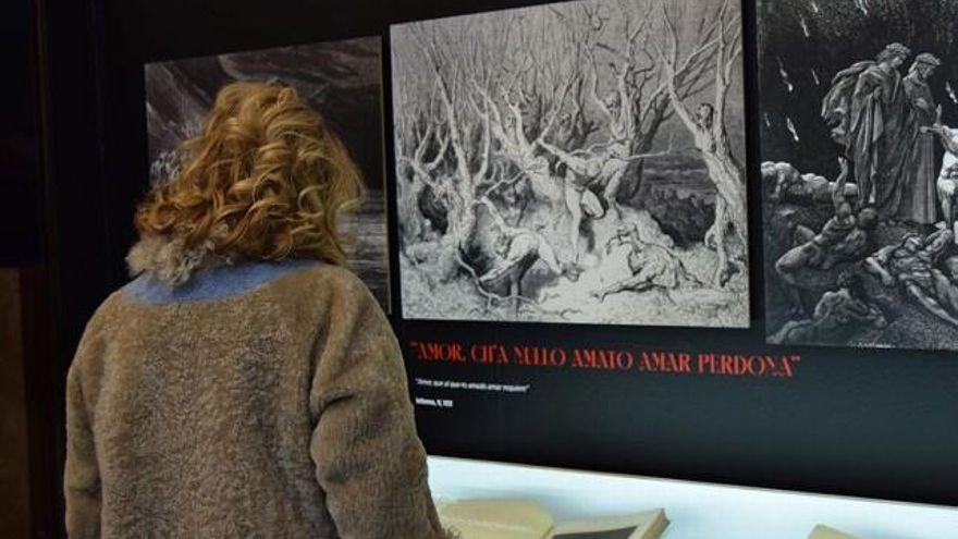 Alguna de las obras comentadas sobre La Divina Comedia en la exposición de Fundos.