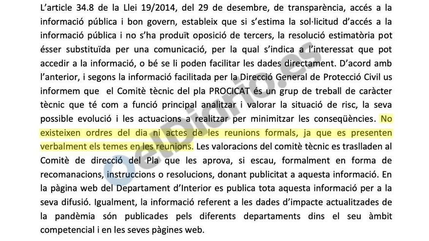 Detalle de la respuesta dada por Interior a la solicitud de este diario