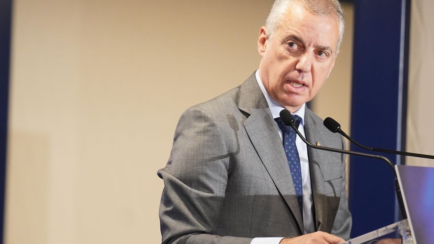 El Lehendakari, Iñigo Urkullu, interviene durante un desayuno informativo, en el Hotel Ercilla, a 29 de septiembre de 2023, en Bilbao, Vizcaya, País Vasco (España).