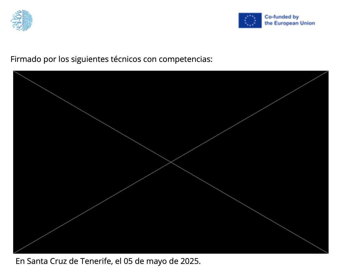 Recuadro en negro que aparece en el proyecto básico en lugar del nombre de los técnicos.
