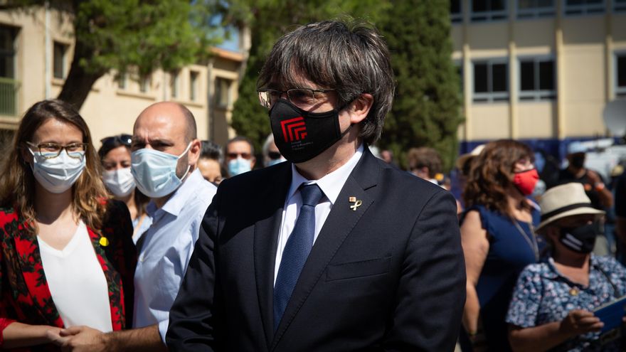 El expresident Carles Puigdemont; durante el acto de celebración de los 60 años de Òmnium Cultural, a 16 de julio de 2021, en Francia.