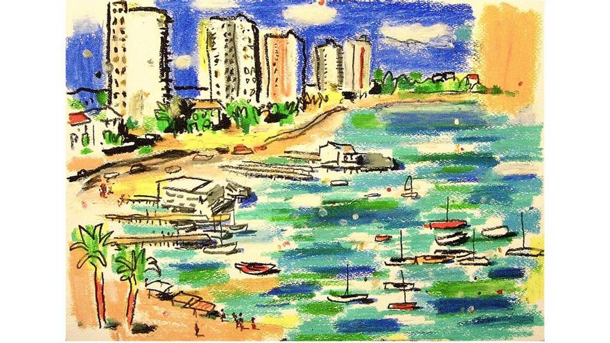 “La Ribera”. Cera sobre papel. Esteban Linares