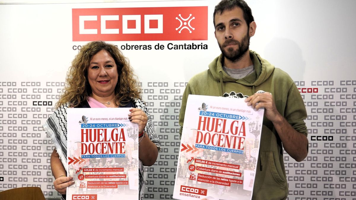 La secretaria general de la Federación de Enseñanza de CCOO, Conchi Sánchez, y el secretario de Organización y Acción Sindical de dicha federación, Alberto López, ambos delegados de la Junta de Personal Docente