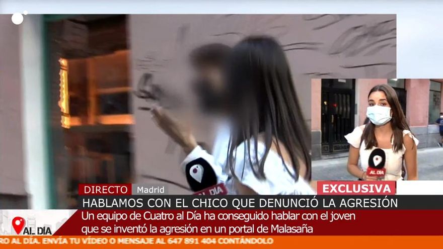 'Cuatro al día' habló con el joven de la falsa denuncia homófoba en Malasaña: "Solo quiero que me trague la tierra"