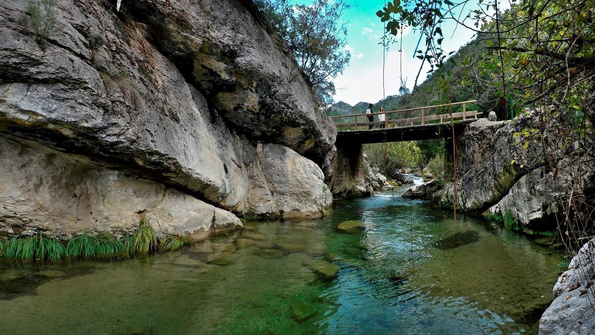Pasarelas de madera sobre el río Borosa.