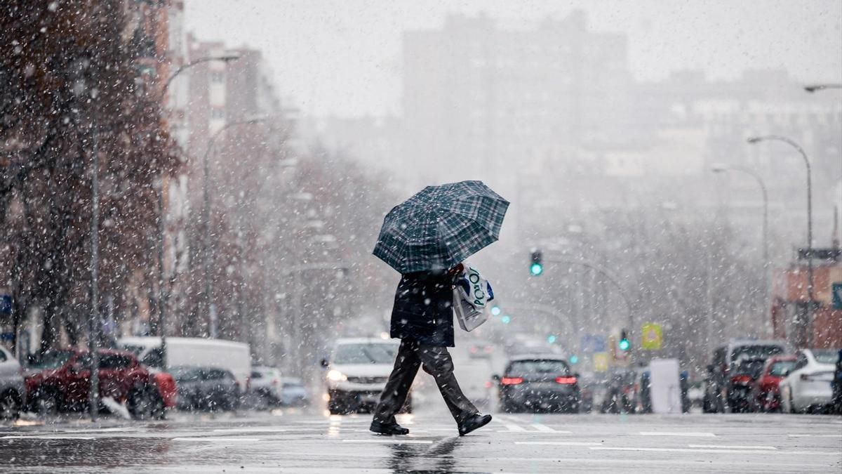 El centro de Madrid durante el temporal.