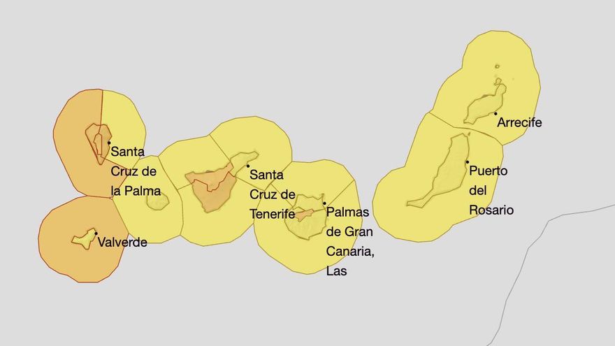 Toda Canarias, con avisos amarillos o naranjas por la borrasca Therese