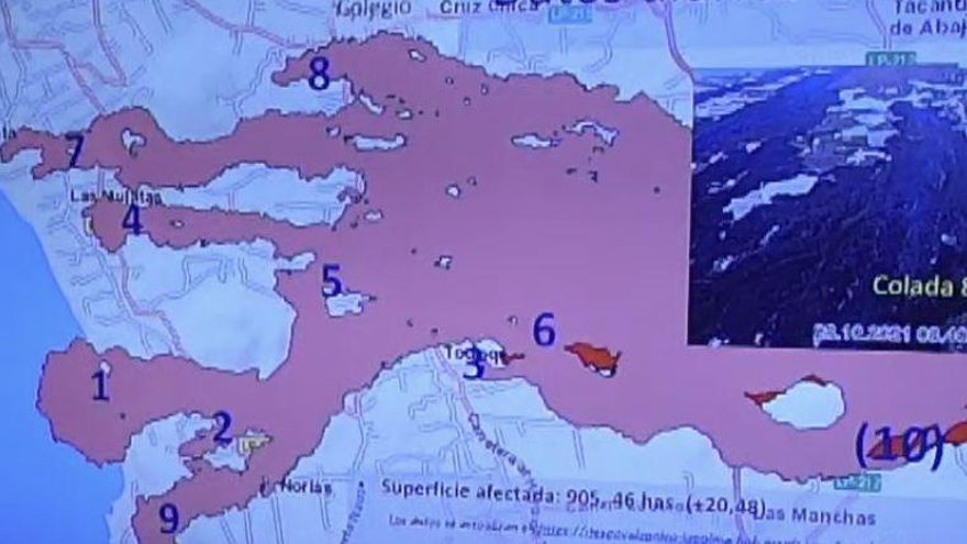 Las coladas del volcán en La Palma y su número cronológico