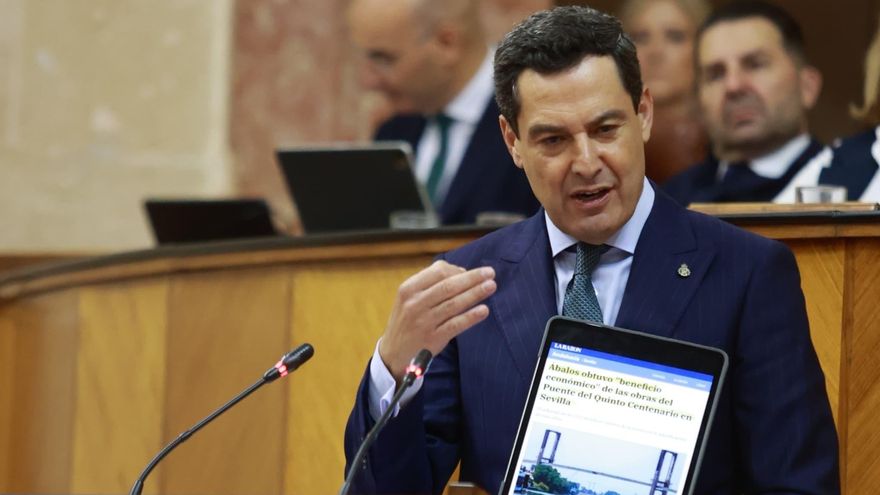 Juan Manuel Moreno, en el debate de política general en el Parlamento andaluz.
