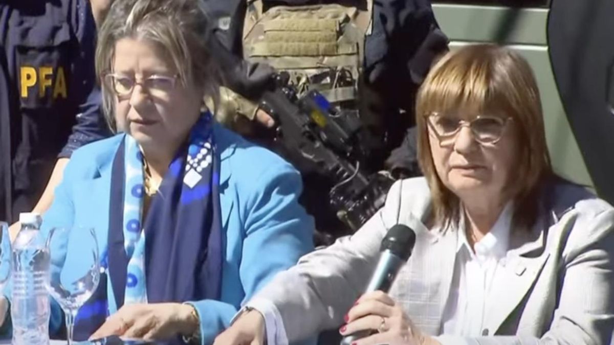 La ministra de Seguridad, Patricia Bullrich, durante la conferencia de prensa
