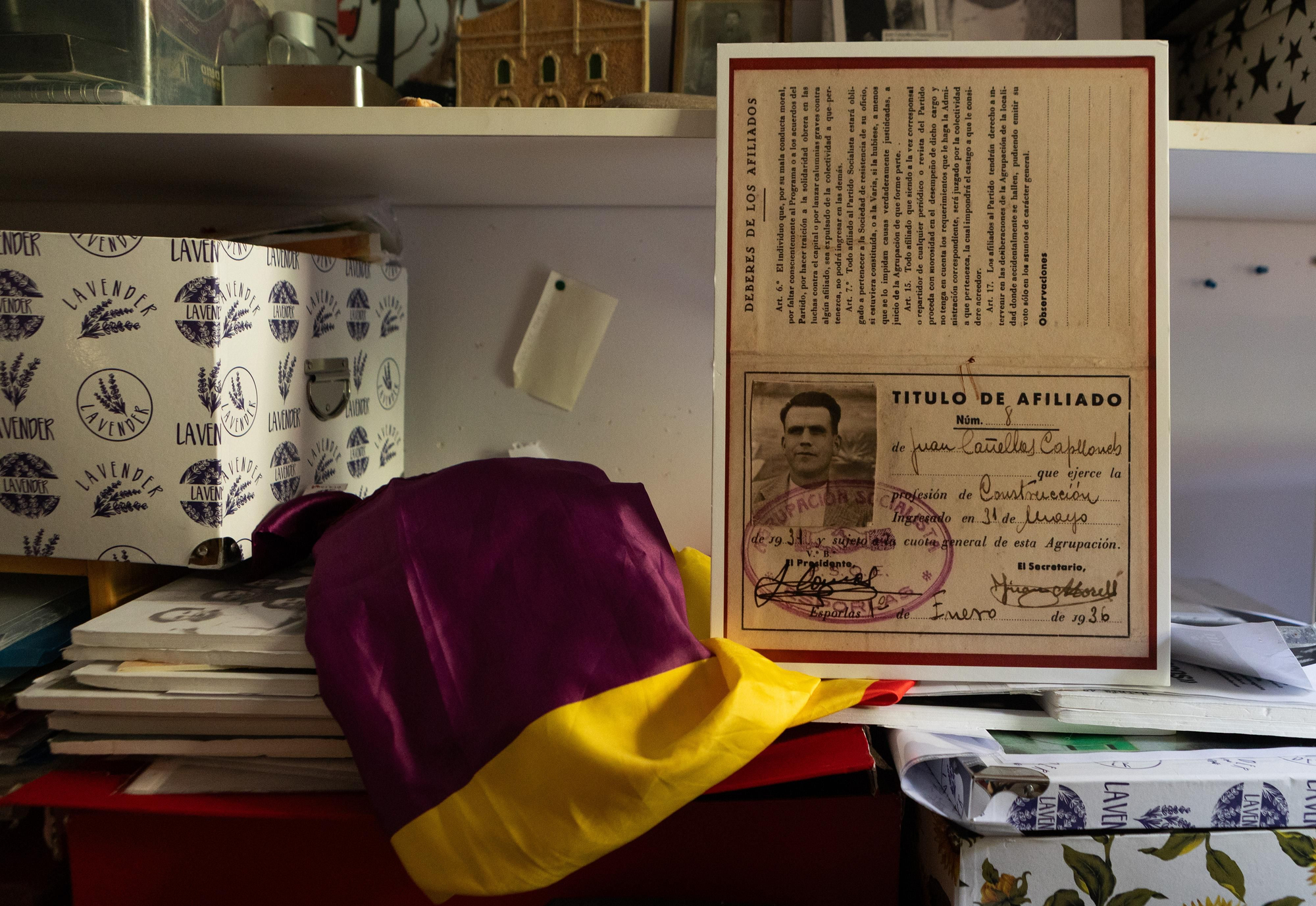 Documento de afiliación de Joan Canyelles a la Agrupación Socialista de Esporles