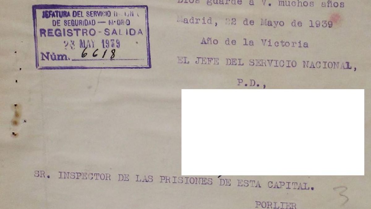 Parte del expediente recibido por Carlos Mañés sobre su abuelo Santos Mañés, fusilado en octubre de 1940.