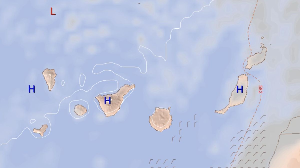 Mapa del tiempo en Canarias previsto para este domingo, según el modelo europeo.