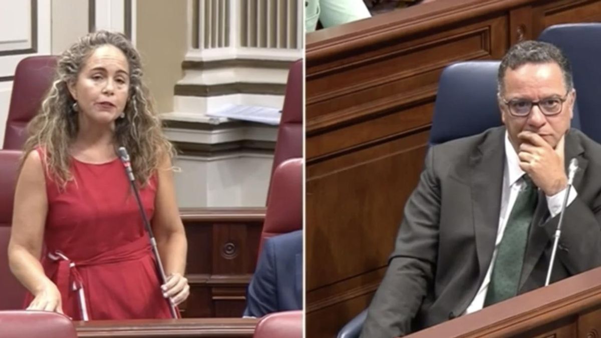 Paula Jover, diputada de Vox en el Parlamento de Canarias, y Poli Suárez, consejero de Educación del Gobierno de Canarias
