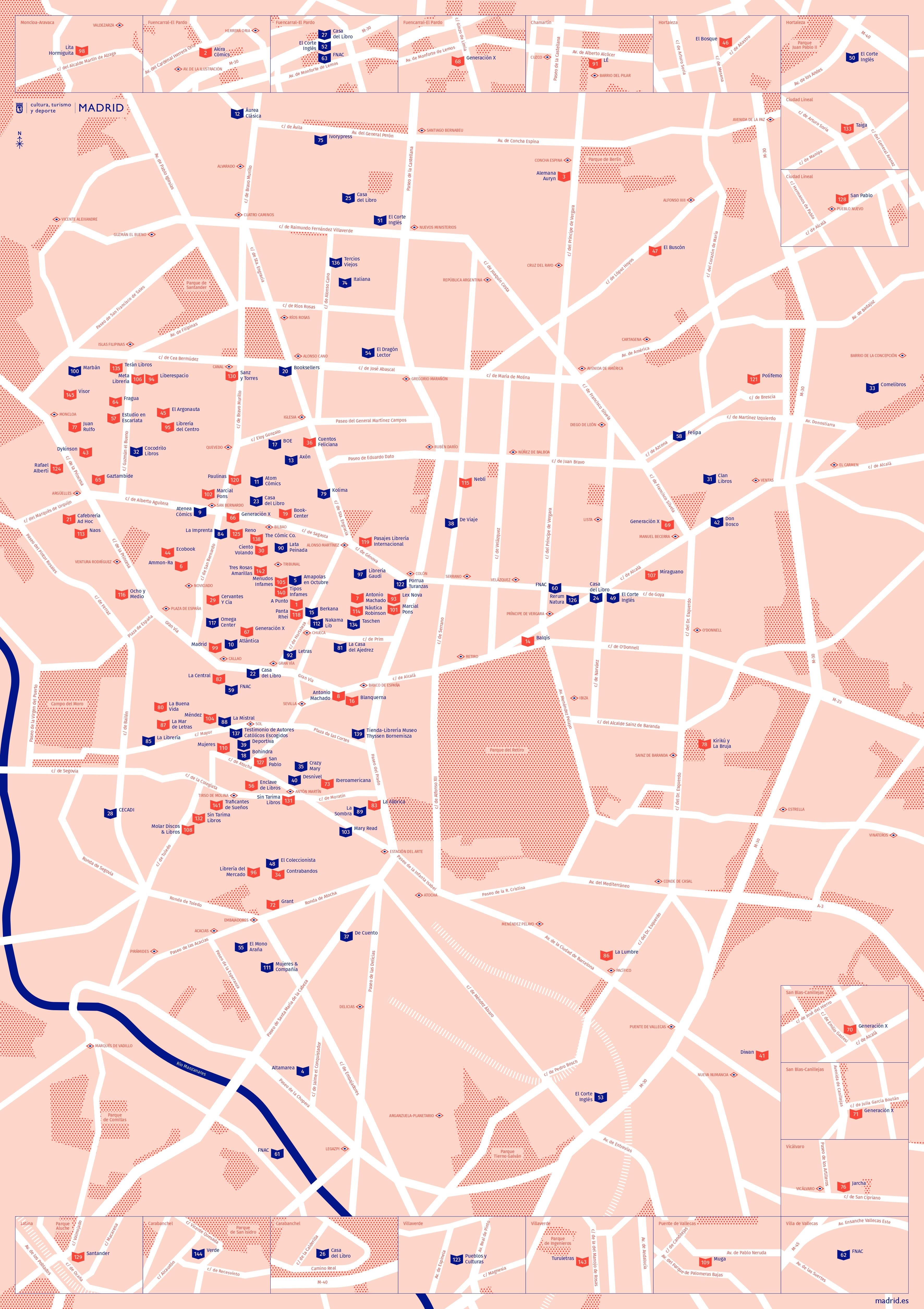Mapa de librerías de Madrid (estrenos editoriales)