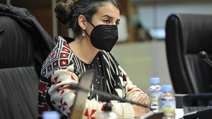 Irene de Miguel escucha la explicación del presidente de la Junta