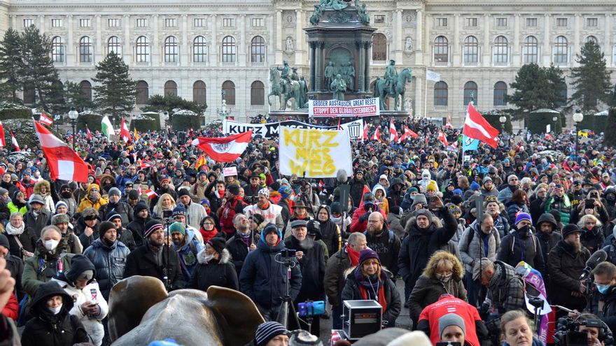 Manifestación contra las vacunas en Austria.