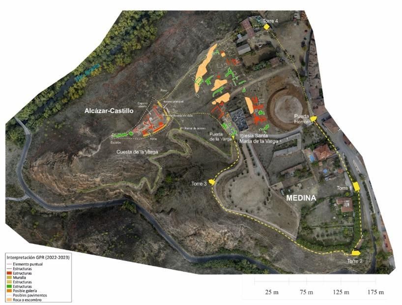 Planta de la medina de Uceda, a partir de los trabajos de georradar. Campaña de 2022. 