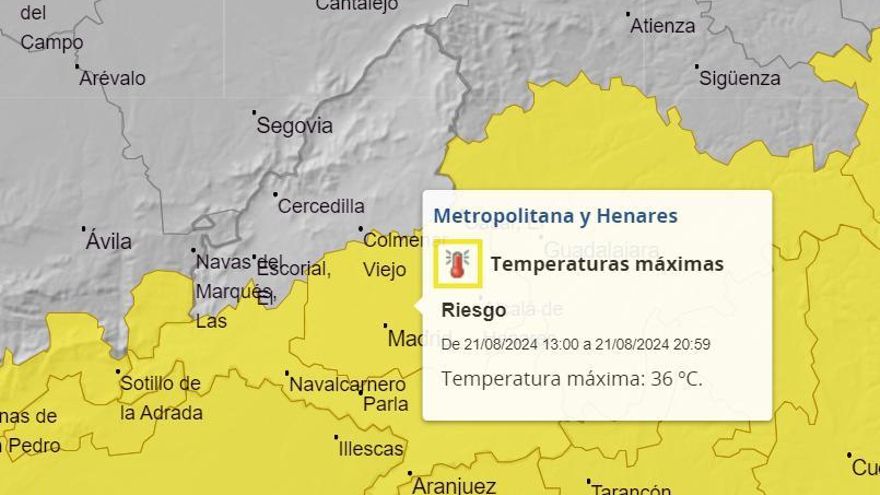 La alerta por calor se extiende en Madrid al miércoles y el jueves, con ligero refresco para el final de la semana