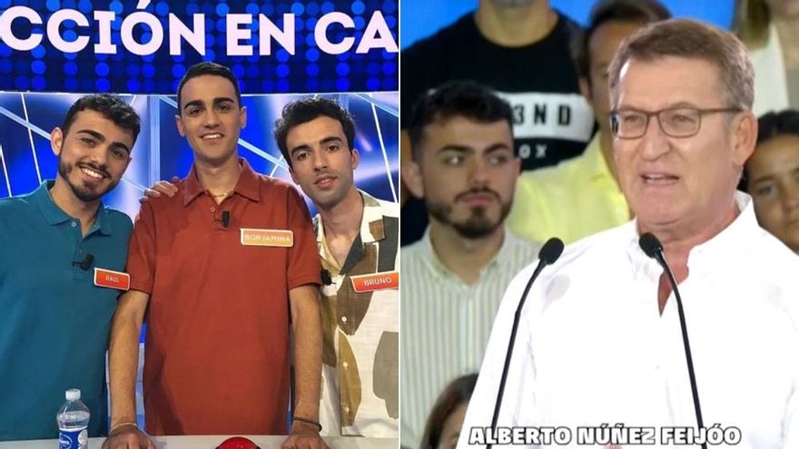 Uno de los 'Mozos de Arousa' de 'Reacción en cadena', protagonista inesperado de un mitin del PP de Feijóo