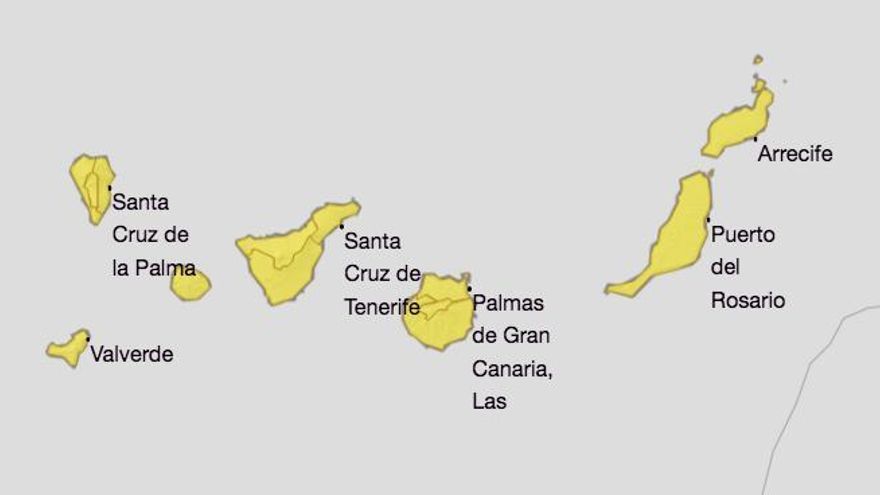 Aemet actualiza los avisos vigentes en Canarias este miércoles
