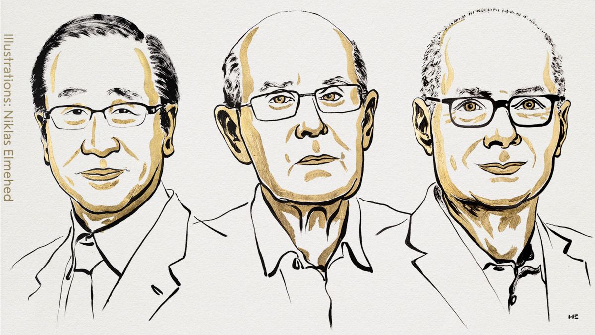 Los premiados con el Nobel de Química 2025, Susumu Kitagawa, Richard Robson y Omar M. Yaghi.
