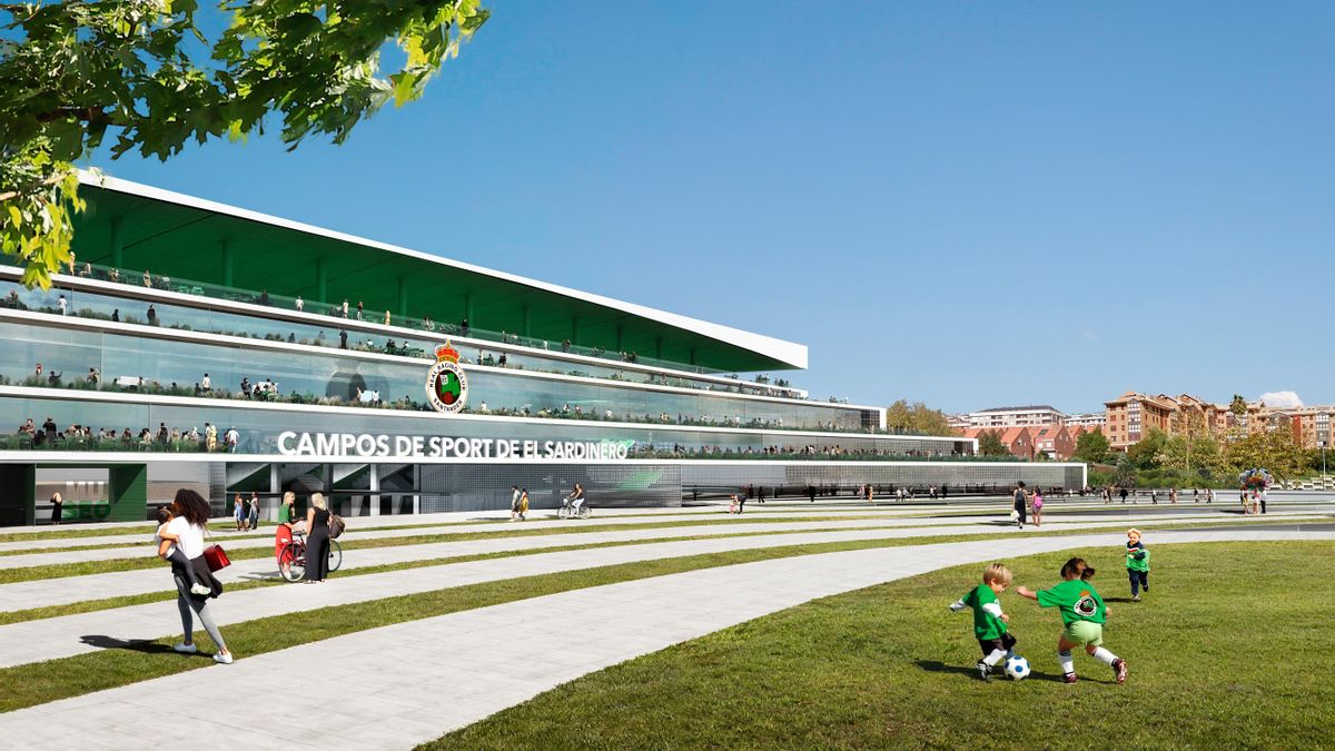 Infografía del proyecto de reforma de los Campos de Sport de El Sardinero desde la zona del parking.