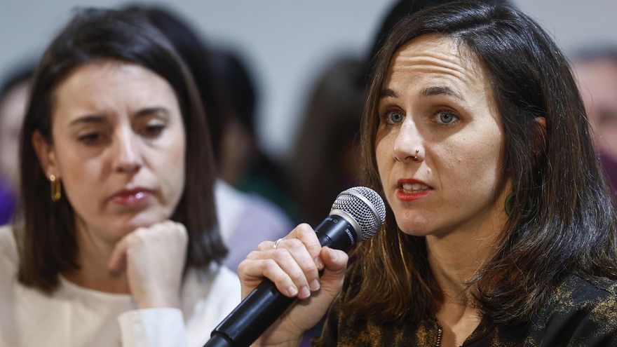 Irene Montero e Ione Belarra en el acto previo a la celebración de la quinta asamblea ciudadana estatal de Podemos.