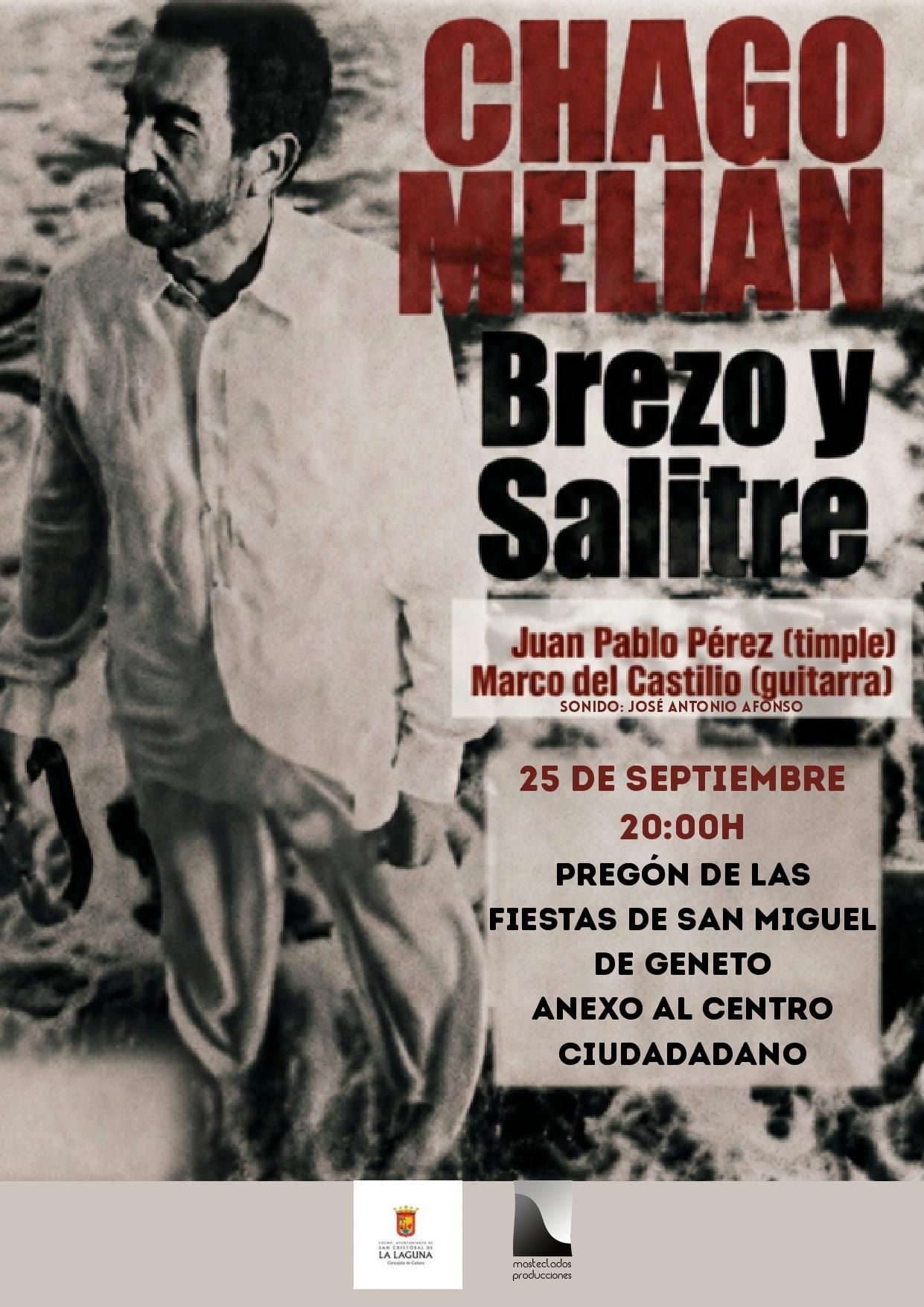Cartel del evento del cantautor Chago Melián.