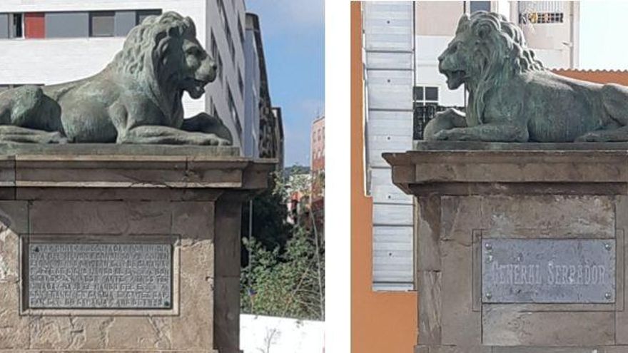 Leones que según la ley deben ser retirados en Santa Cruz de Tenerife. (Catálogo de vestigios)
