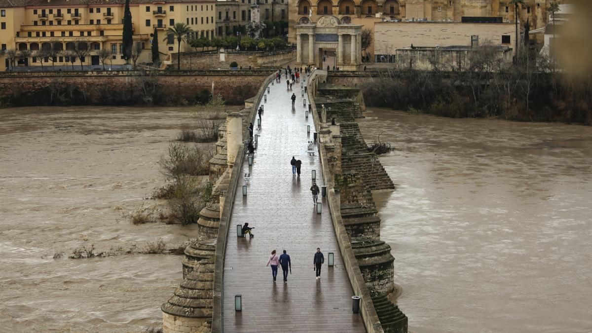 Crecida del río Guadalquivir a su paso por Córdoba