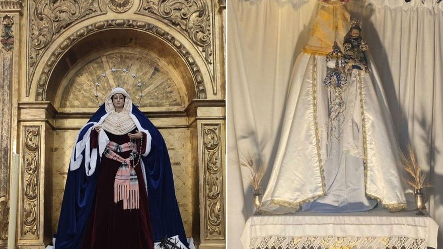 El éxodo de la Virgen de Gracia de Almadén tras el incendio termina en la casa del párroco
