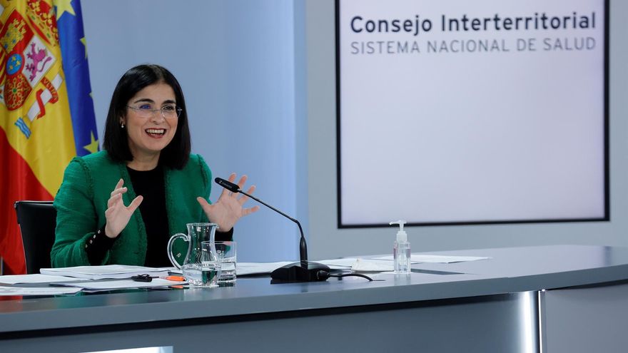 Imagen de la ministra de Sanidad, Carolina Darias. La eliminación de las cuarentenas para todos los contactos estrechos llega este martes a la reunión de la Comisión de Salud Pública, que, al igual que el Consejo Interterritorial, reanuda este semana sus reuniones para estudiar la gestión de la pandemia de covid.