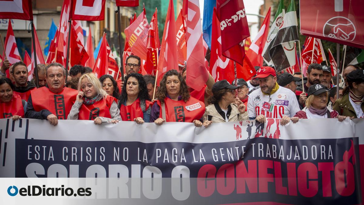 Los sindicatos se echan a la calle en Madrid para que suban los ...