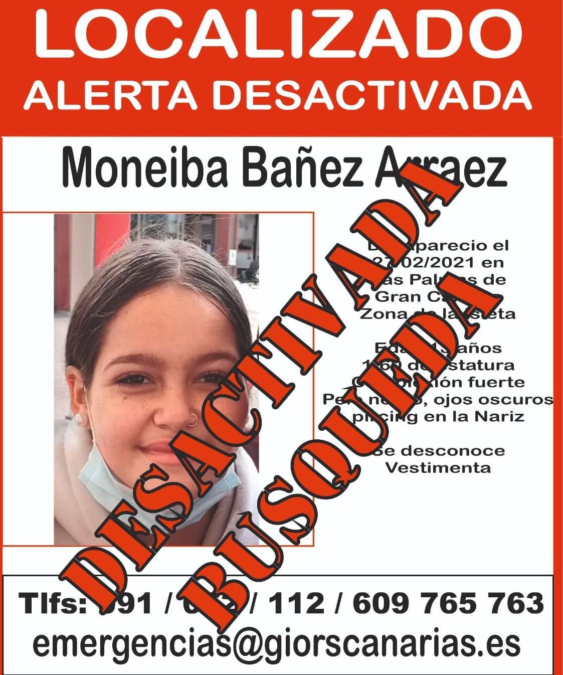 Desactivada la búsqueda de Moneiba Bañez