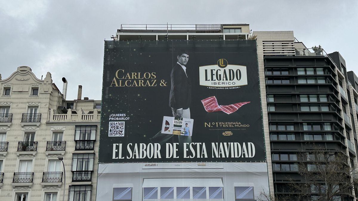 Legado Ibérico despliega en Madrid una gran lona para celebrar el ‘Sabor de esta Navidad’