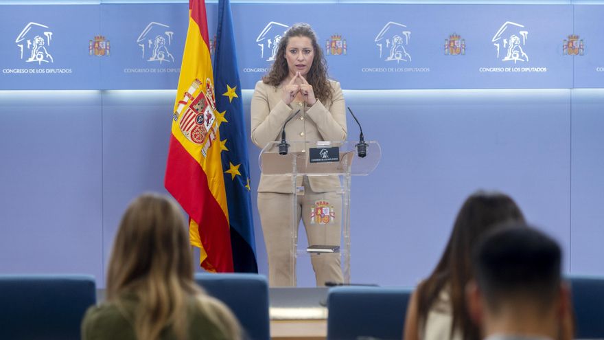 La portavoz del PP en el Congreso, Ester Muñoz, durante una rueda de prensa posterior a la Junta de Portavoces,  a 2 de septiembre de 2025, en Madrid (España).