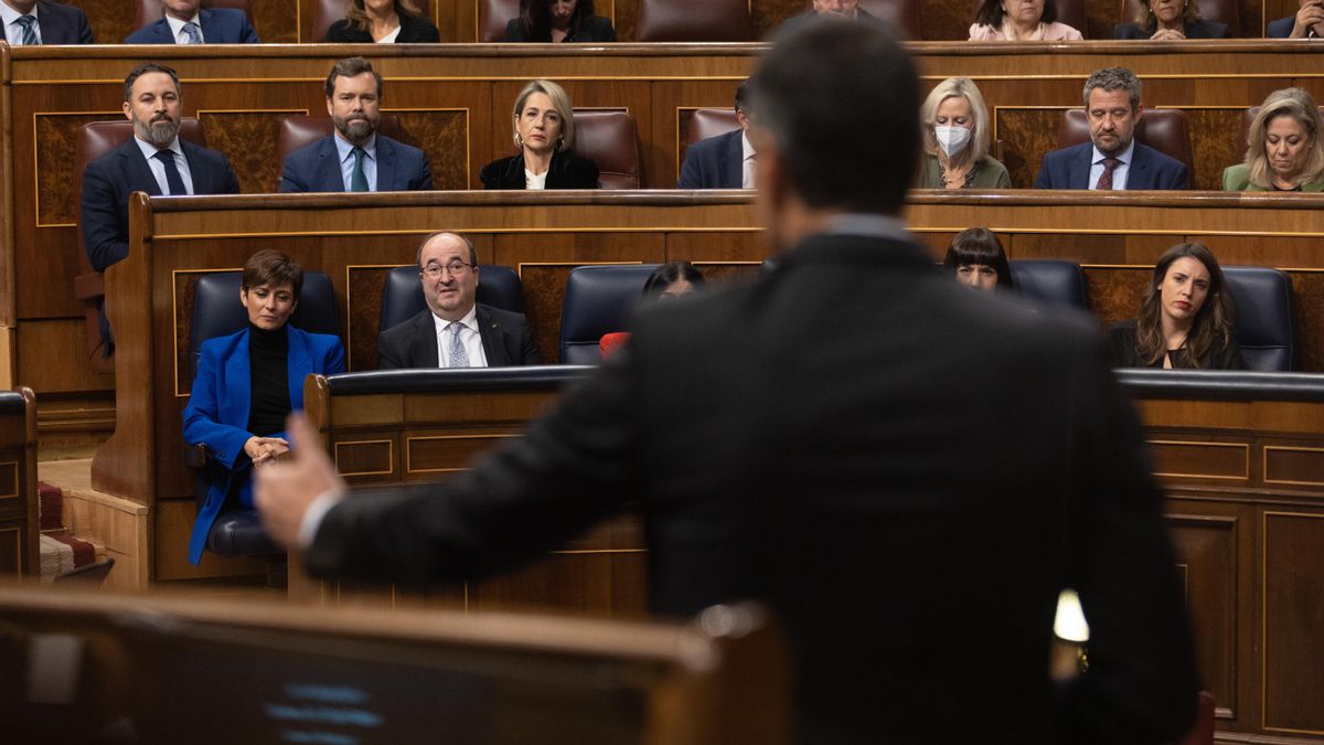 El presidente del Gobierno, Pedro Sánchez, interviene durante una sesión plenaria en el Congreso de los Diputados.